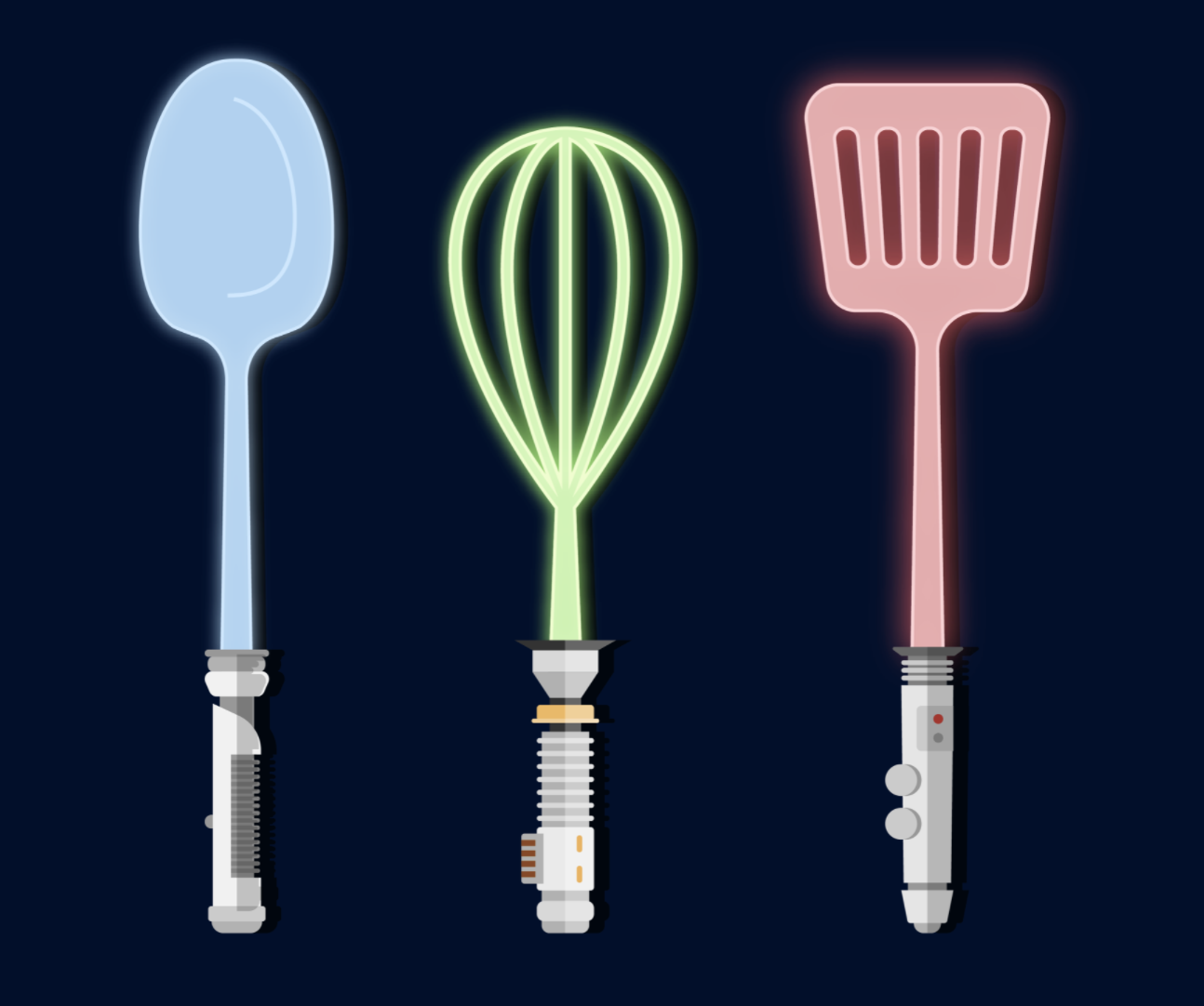 lightsabers as utensils